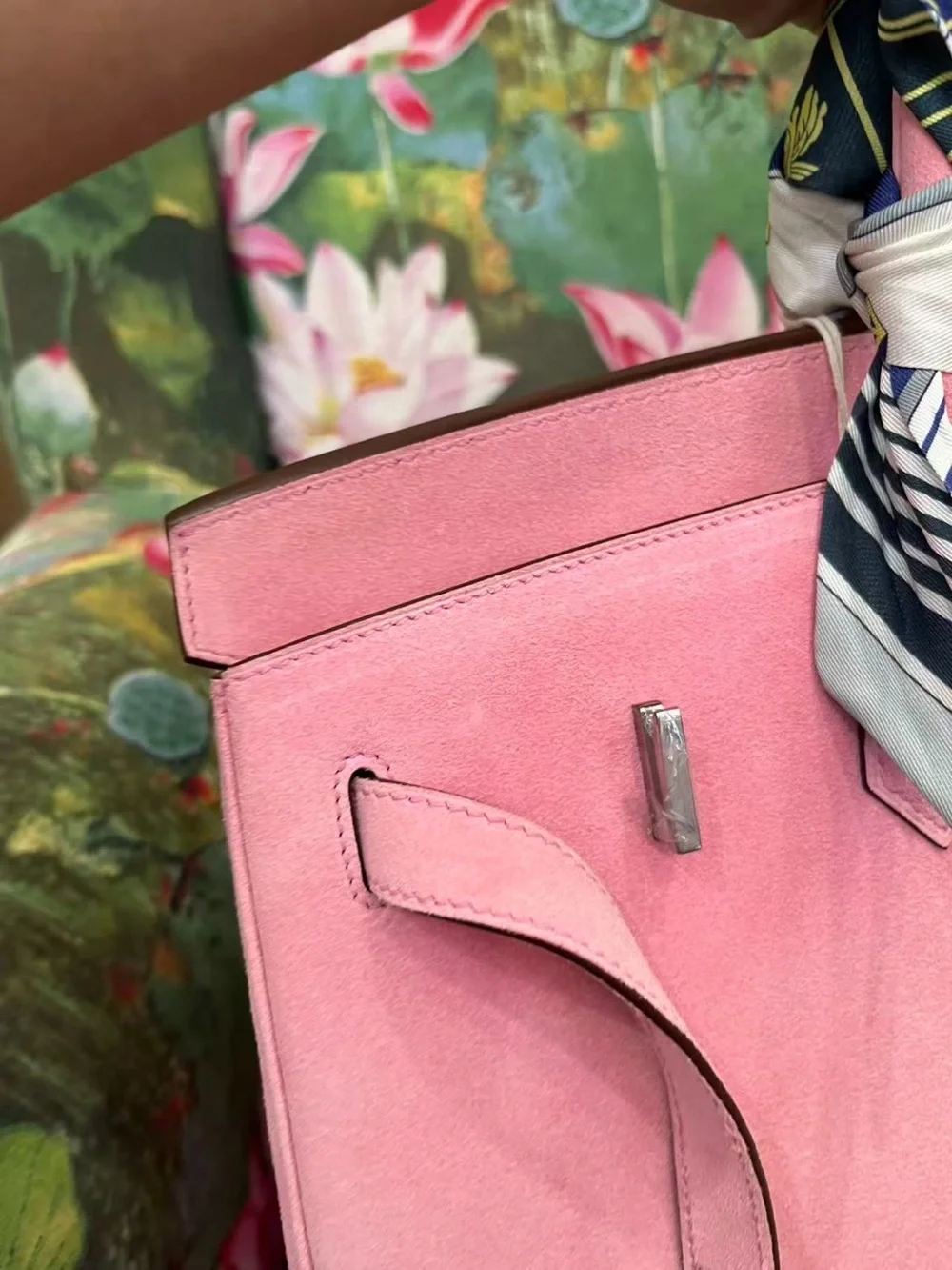 Veau Doblis SUEDE 5P BUBBLEGUM PINK ROSE SAKURA PHW imported Togo 40 Birkin RARE